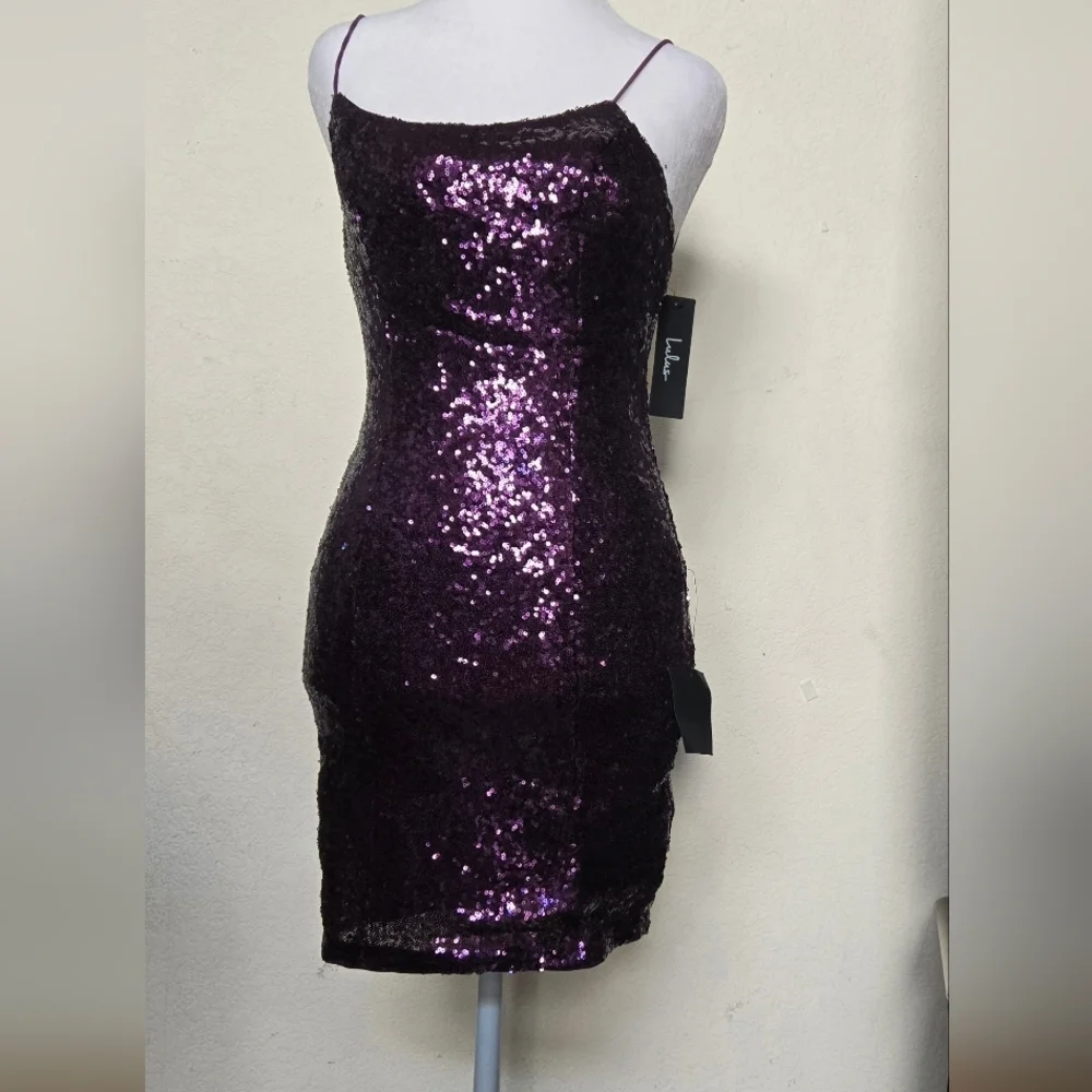 LULUS NWT Purple Sequin Mini Dress.Size S - Picture 7 of 8